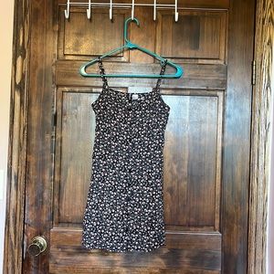 H&M dress size 6 pink white and light pink flowers on a black dress